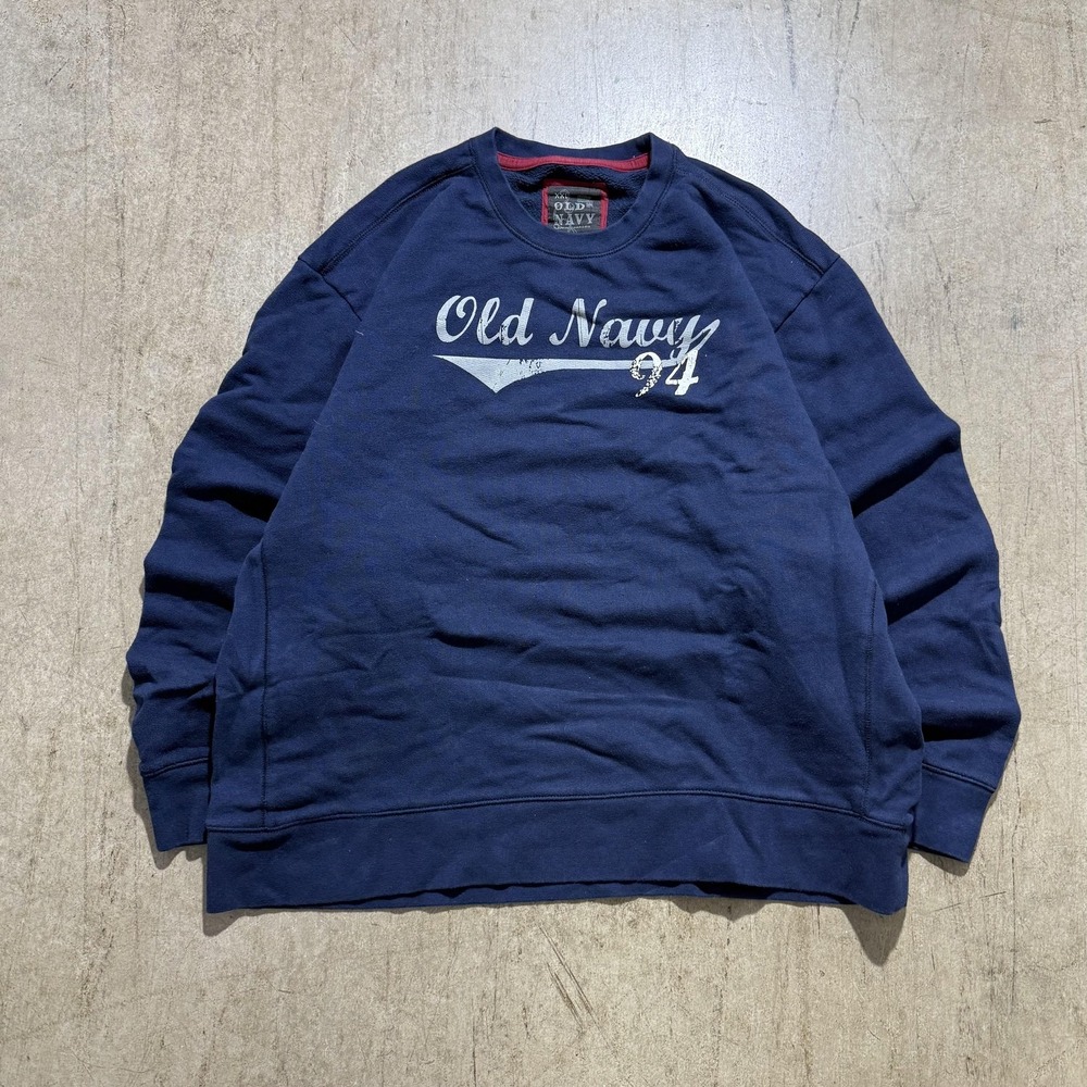 Old Navy Sweatshirt Mens 2XL Blue Crewneck Fleece Pullover Graphic 94 Logo